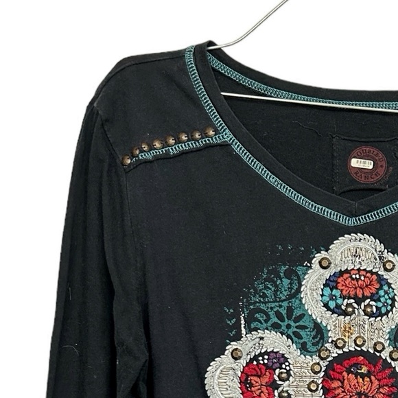 Double D Ranch Embroidered Long Sleeve Top Tee - Picture 3 of 13